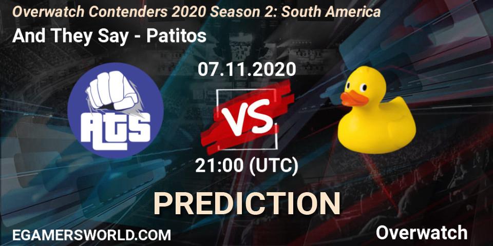 Prognoza And They Say - Patitos. 08.11.2020 at 00:00, Overwatch, Overwatch Contenders 2020 Season 2: South America