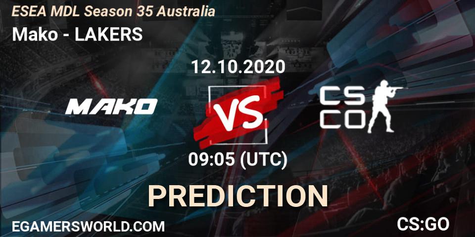Prognoza Mako - LAKERS. 12.10.2020 at 09:05, Counter-Strike (CS2), ESEA MDL Season 35 Australia