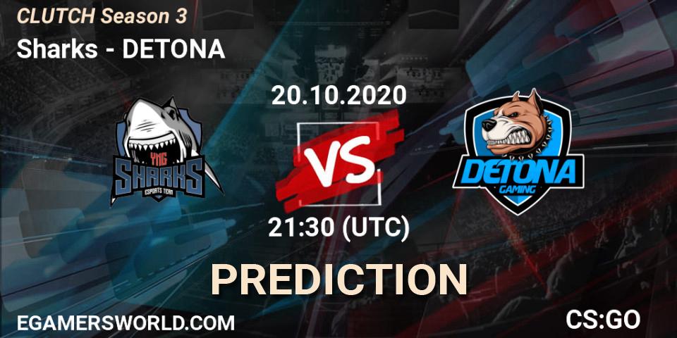 Prognoza Sharks - DETONA. 20.10.2020 at 21:30, Counter-Strike (CS2), CLUTCH Season 3