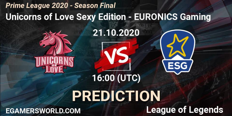 Prognoza Unicorns of Love Sexy Edition - EURONICS Gaming. 21.10.20, LoL, Prime League 2020 - Season Final