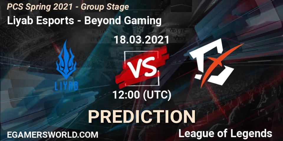 Prognoza Liyab Esports - Beyond Gaming. 18.03.2021 at 13:30, LoL, PCS Spring 2021 - Group Stage