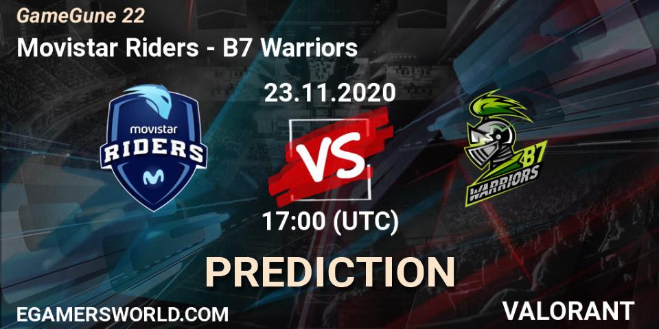 Prognoza Movistar Riders - B7 Warriors. 23.11.2020 at 17:00, VALORANT, GameGune 22