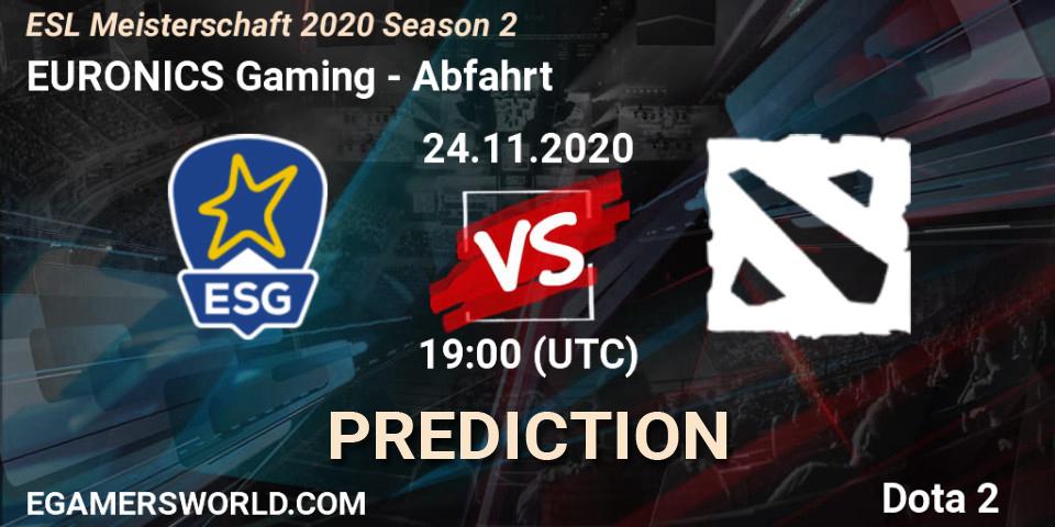 Prognoza EURONICS Gaming - Abfahrt. 24.11.2020 at 19:44, Dota 2, ESL Meisterschaft 2020 Season 2
