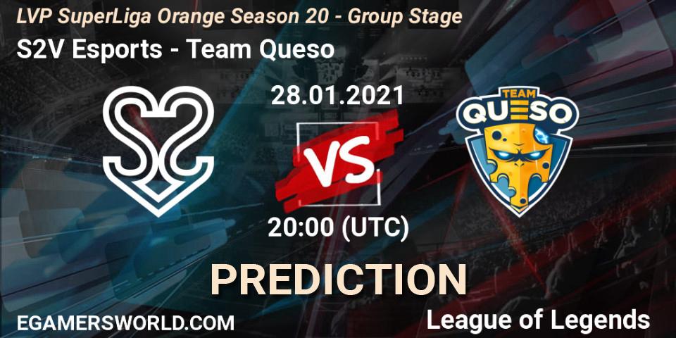 Prognoza S2V Esports - Team Queso. 28.01.2021 at 20:00, LoL, LVP SuperLiga Orange Season 20 - Group Stage