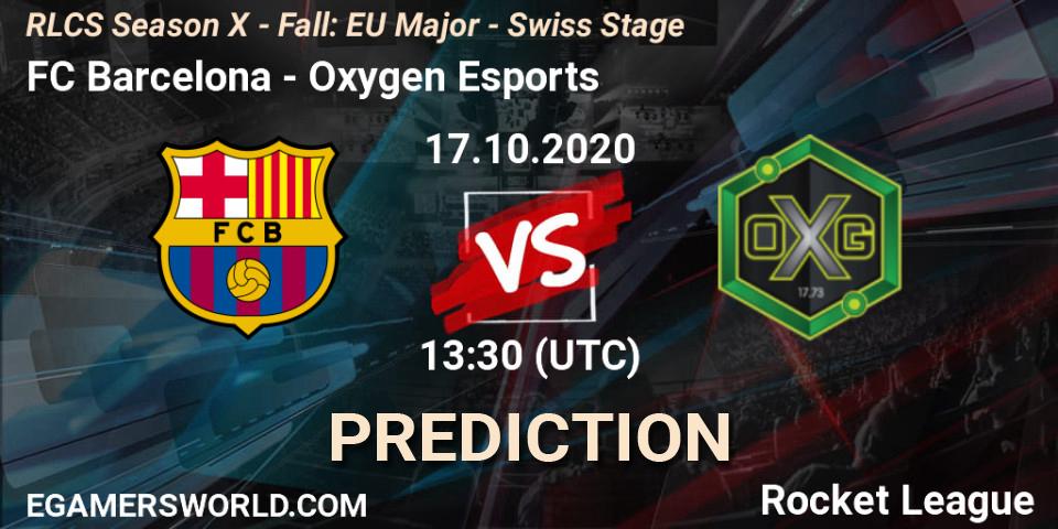 Prognoza FC Barcelona - Oxygen Esports. 17.10.2020 at 13:30, Rocket League, RLCS Season X - Fall: EU Major - Swiss Stage