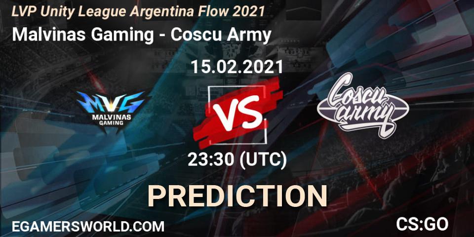 Prognoza Malvinas Gaming - Coscu Army. 15.02.2021 at 23:30, Counter-Strike (CS2), LVP Unity League Argentina Apertura 2021