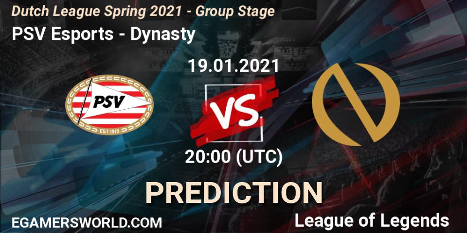 Prognoza PSV Esports - Dynasty. 19.01.2021 at 20:00, LoL, Dutch League Spring 2021 - Group Stage