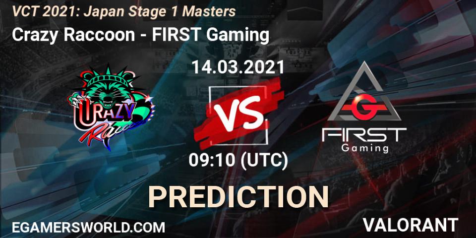 Prognoza Crazy Raccoon - FIRST Gaming. 14.03.2021 at 09:10, VALORANT, VCT 2021: Japan Stage 1 Masters