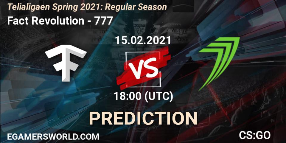 Prognoza Fact Revolution - 777. 15.02.2021 at 18:00, Counter-Strike (CS2), Telialigaen Spring 2021: Regular Season