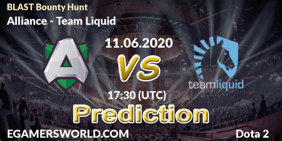 Prognoza Alliance - Team Liquid. 11.06.2020 at 17:31, Dota 2, BLAST Bounty Hunt