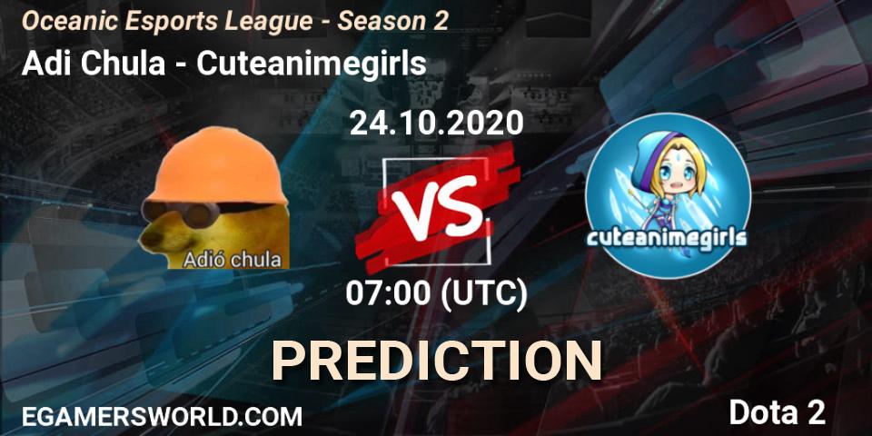 Prognoza Adió Chula - Cuteanimegirls. 24.10.2020 at 07:00, Dota 2, Oceanic Esports League - Season 2