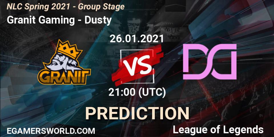 Prognoza Granit Gaming - Dusty. 26.01.2021 at 21:00, LoL, NLC Spring 2021 - Group Stage
