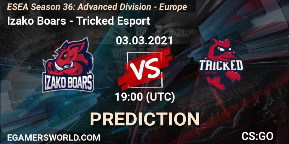 Prognoza Izako Boars - Tricked Esport. 03.03.2021 at 19:00, Counter-Strike (CS2), ESEA Season 36: Europe - Advanced Division