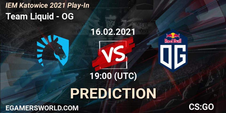 Prognoza Team Liquid - OG. 16.02.2021 at 19:00, Counter-Strike (CS2), IEM Katowice 2021 Play-In