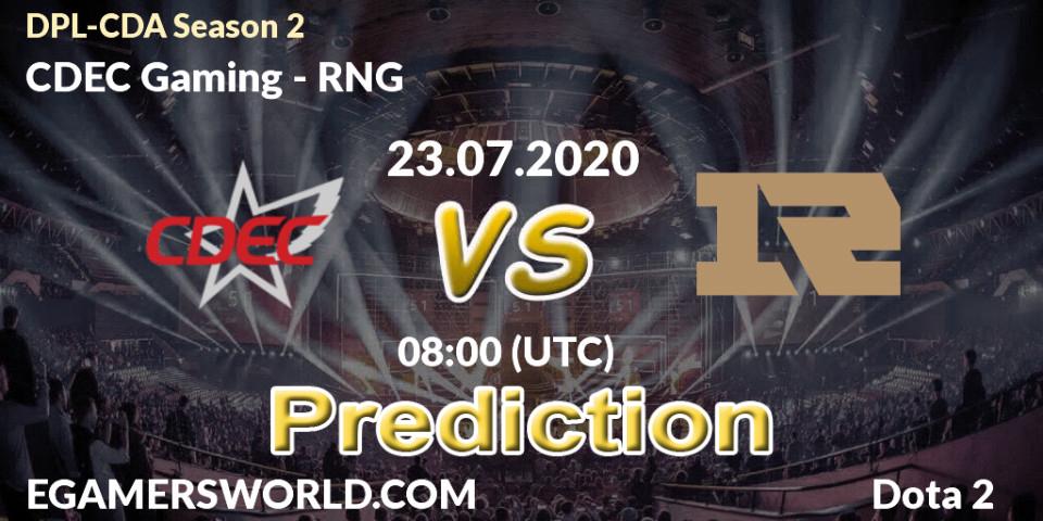 Prognoza CDEC Gaming - RNG. 23.07.2020 at 07:30, Dota 2, DPL-CDA Professional League Season 2