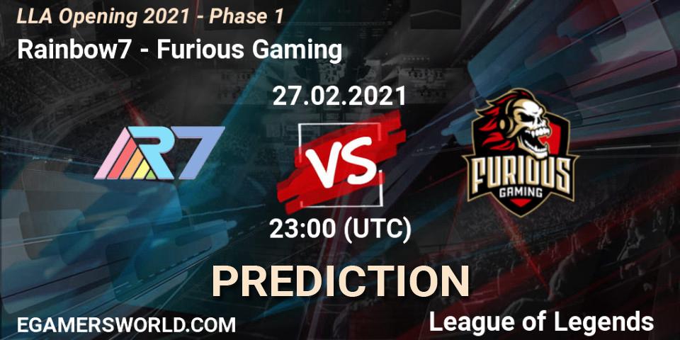 Prognoza Rainbow7 - Furious Gaming. 28.02.21, LoL, LLA Opening 2021 - Phase 1
