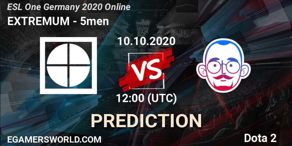 Prognoza EXTREMUM - 5men. 10.10.2020 at 12:00, Dota 2, ESL One Germany 2020 Online