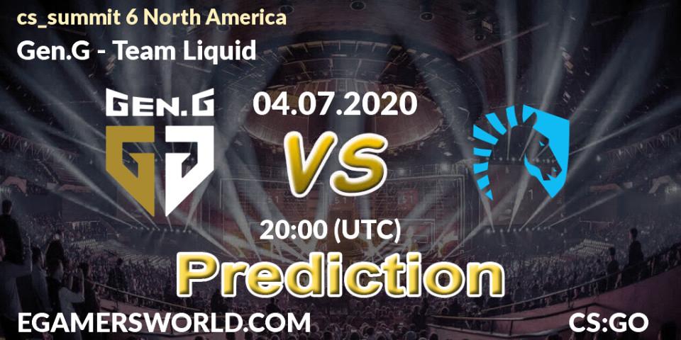 Prognoza Gen.G - Team Liquid. 04.07.2020 at 20:00, Counter-Strike (CS2), cs_summit 6 North America