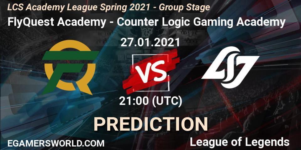 Prognoza FlyQuest Academy - Counter Logic Gaming Academy. 27.01.2021 at 21:00, LoL, LCS Academy League Spring 2021 - Group Stage