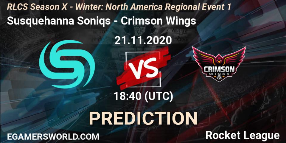 Prognoza Susquehanna Soniqs - Crimson Wings. 21.11.2020 at 18:40, Rocket League, RLCS Season X - Winter: North America Regional Event 1