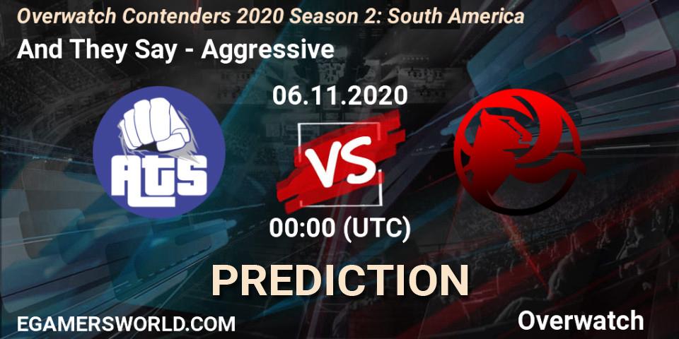 Prognoza And They Say - Aggressive. 06.11.2020 at 01:00, Overwatch, Overwatch Contenders 2020 Season 2: South America