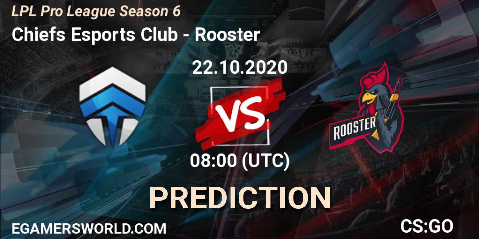 Prognoza Chiefs Esports Club - Rooster. 22.10.2020 at 08:00, Counter-Strike (CS2), LPL Pro League Season 6