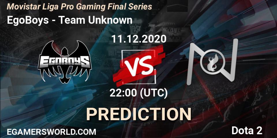 Prognoza EgoBoys - Team Unknown. 11.12.2020 at 21:59, Dota 2, Movistar Liga Pro Gaming Final Series