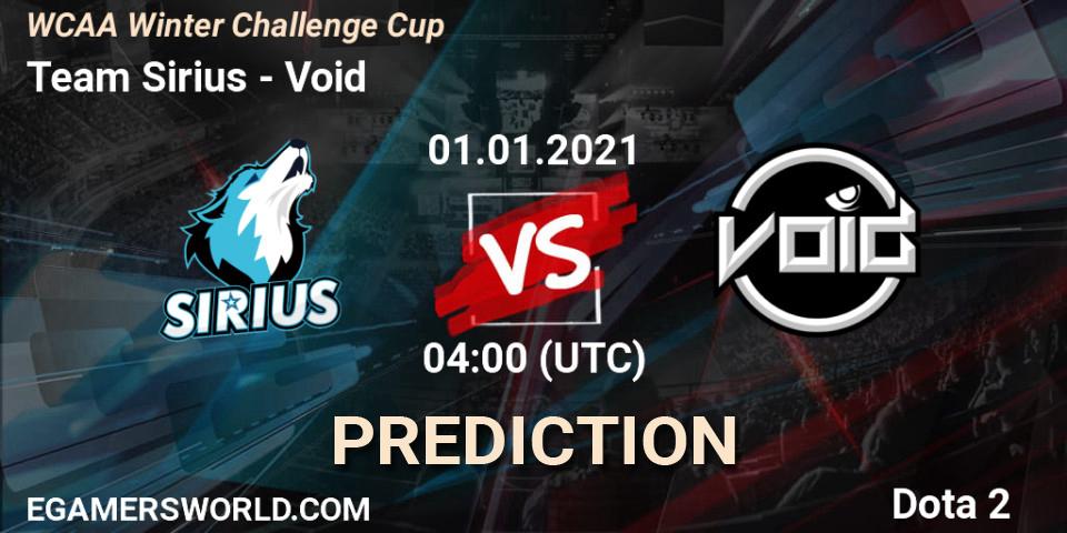 Prognoza Team Sirius - Void. 01.01.21, Dota 2, WCAA Winter Challenge Cup