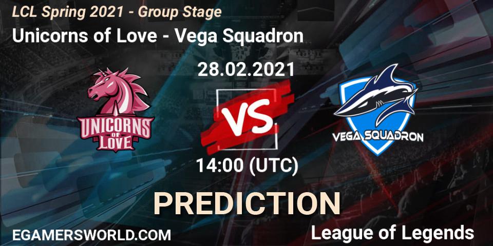 Prognoza Unicorns of Love - Vega Squadron. 28.02.2021 at 14:00, LoL, LCL Spring 2021 - Group Stage
