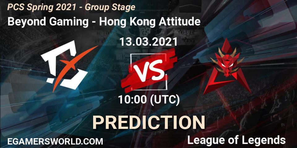 Prognoza Beyond Gaming - Hong Kong Attitude. 13.03.2021 at 10:00, LoL, PCS Spring 2021 - Group Stage