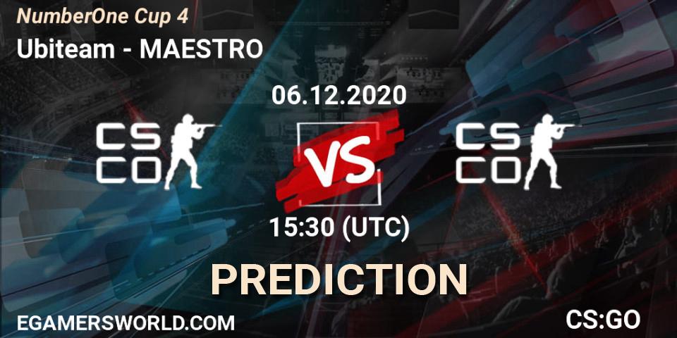 Prognoza Ubiteam - MAESTRO. 06.12.2020 at 15:00, Counter-Strike (CS2), NumberOne Cup 4
