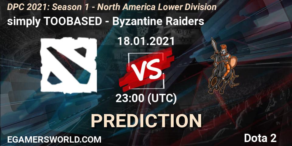 Prognoza simply TOOBASED - Byzantine Raiders. 18.01.2021 at 23:04, Dota 2, DPC 2021: Season 1 - North America Lower Division