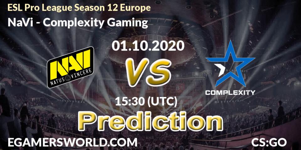 Prognoza NaVi - Complexity Gaming. 01.10.2020 at 15:30, Counter-Strike (CS2), ESL Pro League Season 12 Europe