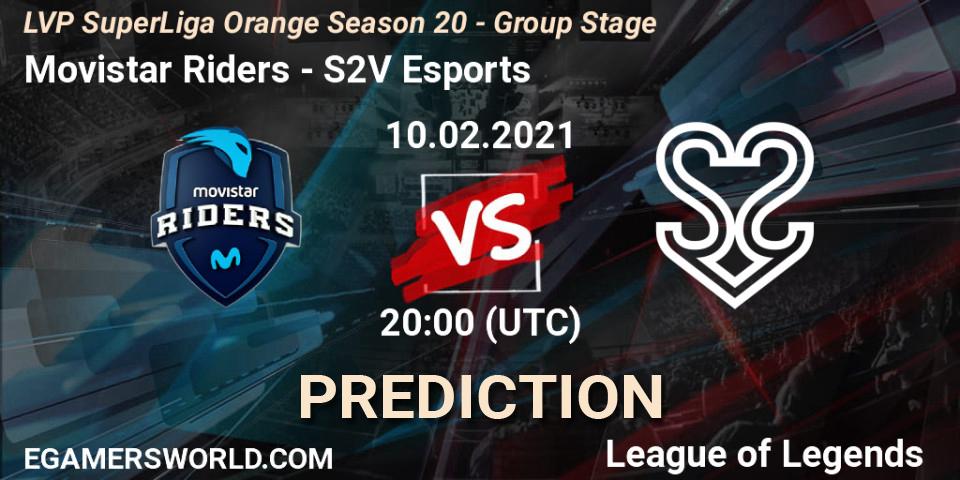 Prognoza Movistar Riders - S2V Esports. 10.02.2021 at 20:30, LoL, LVP SuperLiga Orange Season 20 - Group Stage