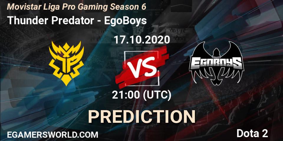 Prognoza Thunder Predator - EgoBoys. 17.10.2020 at 21:07, Dota 2, Movistar Liga Pro Gaming Season 6