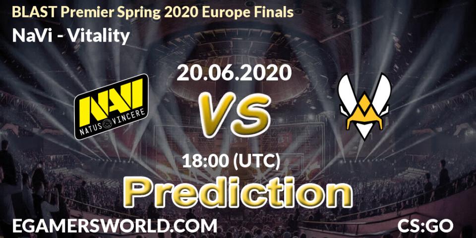 Prognoza NaVi - Vitality. 20.06.2020 at 17:10, Counter-Strike (CS2), BLAST Premier Spring 2020 Europe Finals