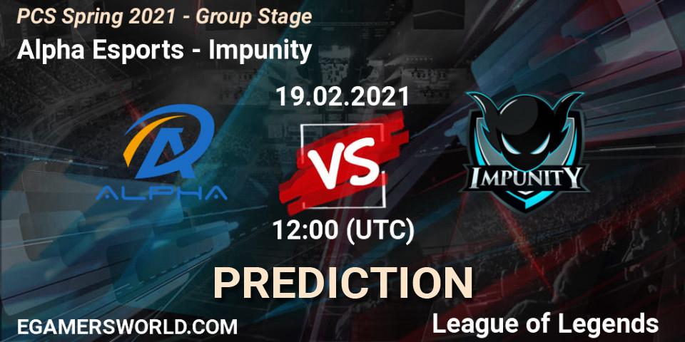 Prognoza Alpha Esports - Impunity. 19.02.2021 at 12:40, LoL, PCS Spring 2021 - Group Stage