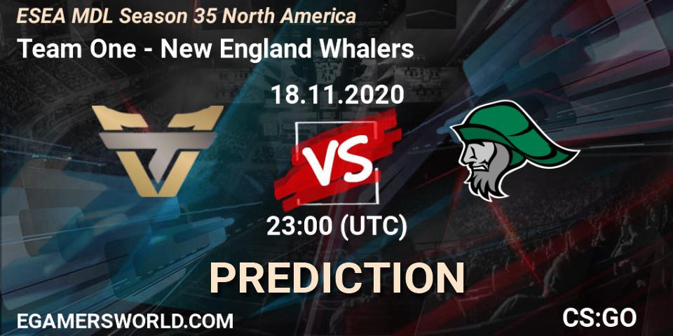 Prognoza Team One - New England Whalers. 18.11.2020 at 23:00, Counter-Strike (CS2), ESEA MDL Season 35 North America