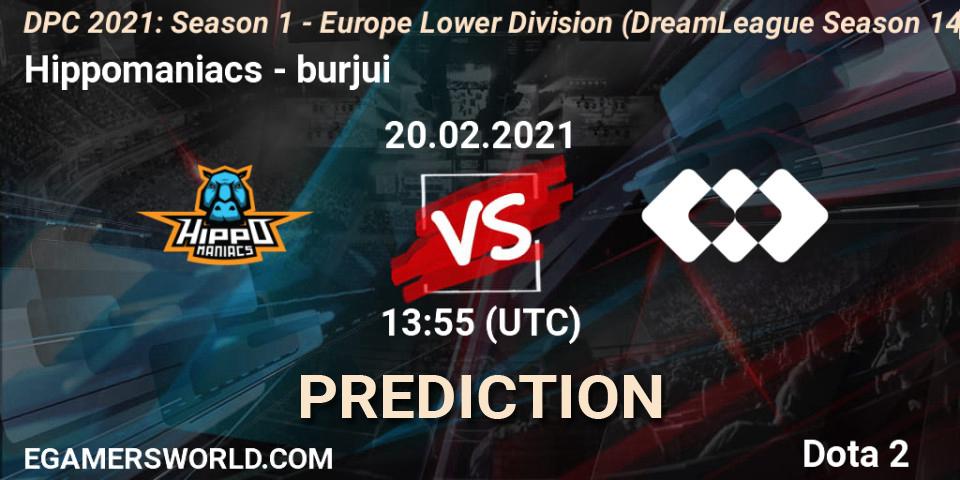 Prognoza Hippomaniacs - burjui. 20.02.2021 at 13:55, Dota 2, DPC 2021: Season 1 - Europe Lower Division (DreamLeague Season 14)
