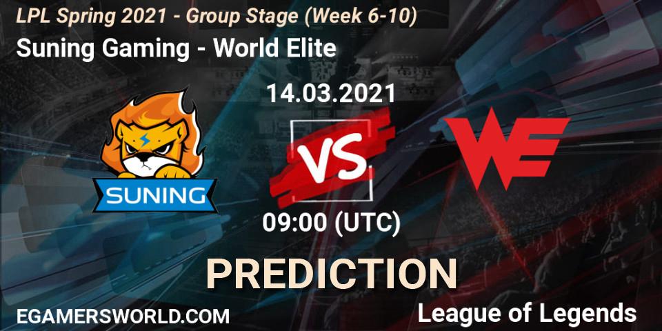 Prognoza Suning Gaming - World Elite. 14.03.2021 at 09:00, LoL, LPL Spring 2021 - Group Stage (Week 6-10)