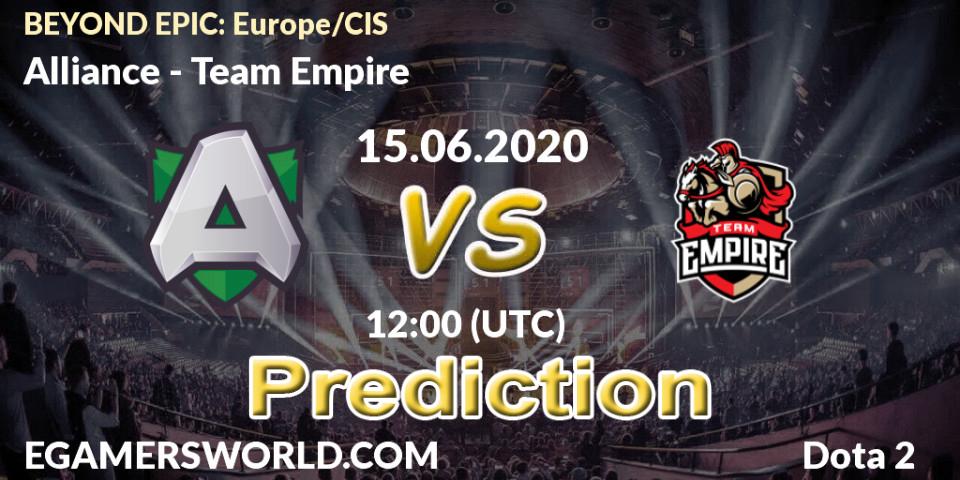 Prognoza Alliance - Team Empire. 15.06.2020 at 12:16, Dota 2, BEYOND EPIC: Europe/CIS