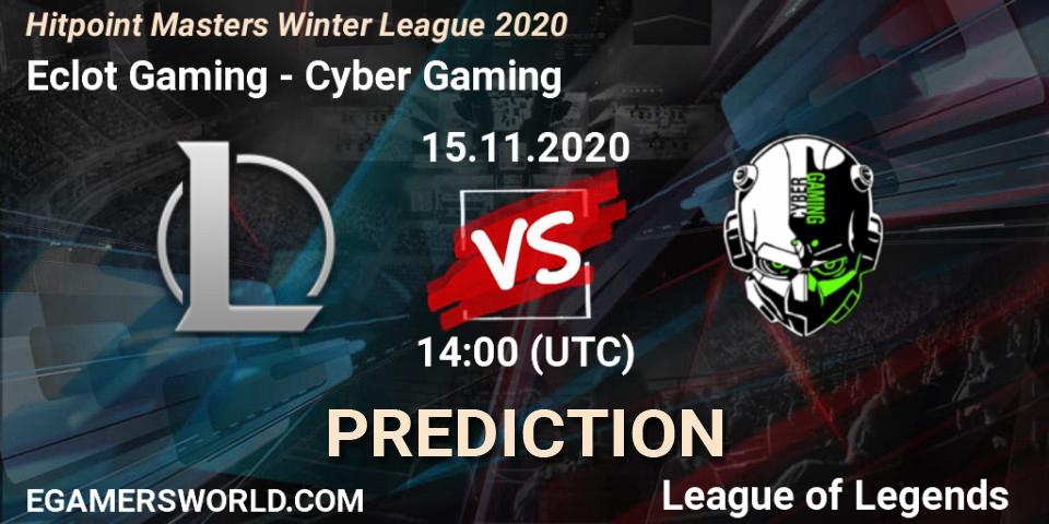 Prognoza Eclot Gaming - Cyber Gaming. 15.11.2020 at 14:00, LoL, Hitpoint Masters Winter League 2020