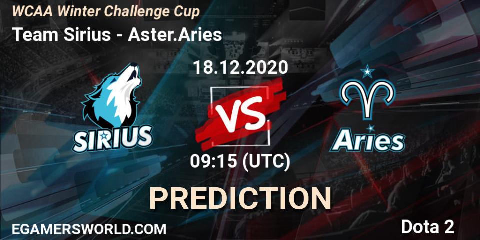 Prognoza Team Sirius - Aster.Aries. 18.12.2020 at 09:16, Dota 2, WCAA Winter Challenge Cup