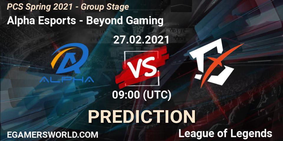 Prognoza Alpha Esports - Beyond Gaming. 27.02.2021 at 09:30, LoL, PCS Spring 2021 - Group Stage