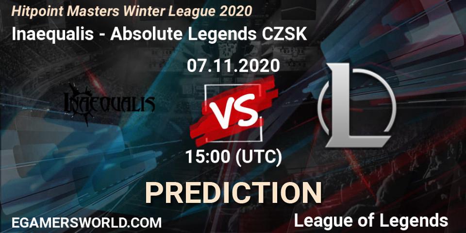 Prognoza Inaequalis - Absolute Legends CZSK. 07.11.2020 at 15:00, LoL, Hitpoint Masters Winter League 2020