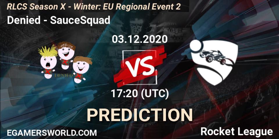 Prognoza Denied - SauceSquad. 03.12.2020 at 17:20, Rocket League, RLCS Season X - Winter: EU Regional Event 2