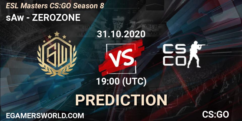 Prognoza sAw - ZEROZONE. 31.10.2020 at 19:50, Counter-Strike (CS2), ESL Masters CS:GO Season 8