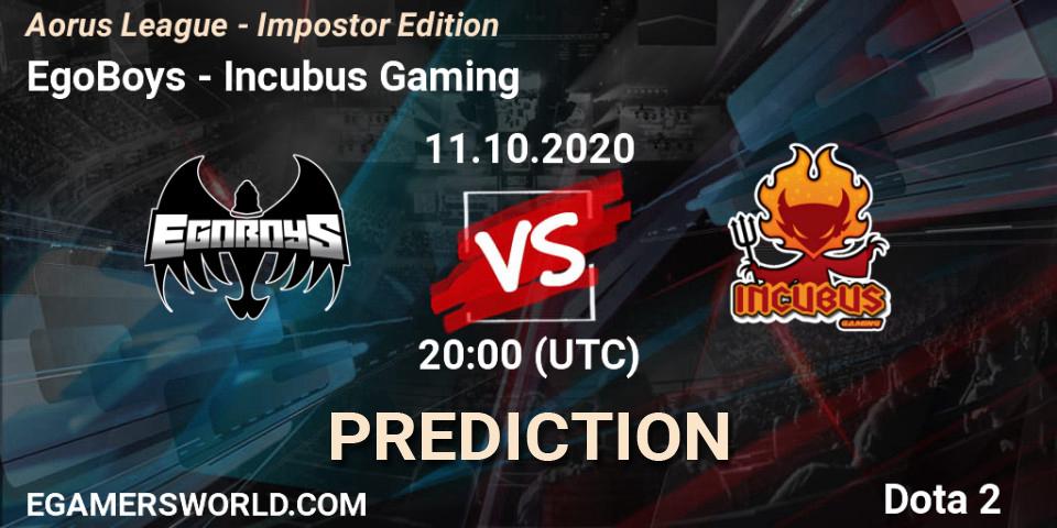 Prognoza EgoBoys - Incubus Gaming. 11.10.2020 at 20:01, Dota 2, Aorus League - Impostor Edition