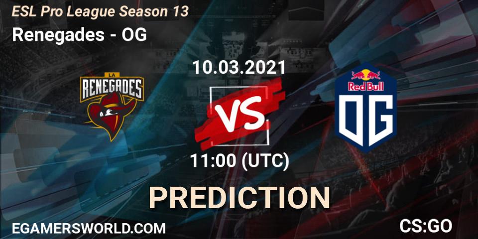 Prognoza Renegades - OG. 10.03.2021 at 11:00, Counter-Strike (CS2), ESL Pro League Season 13