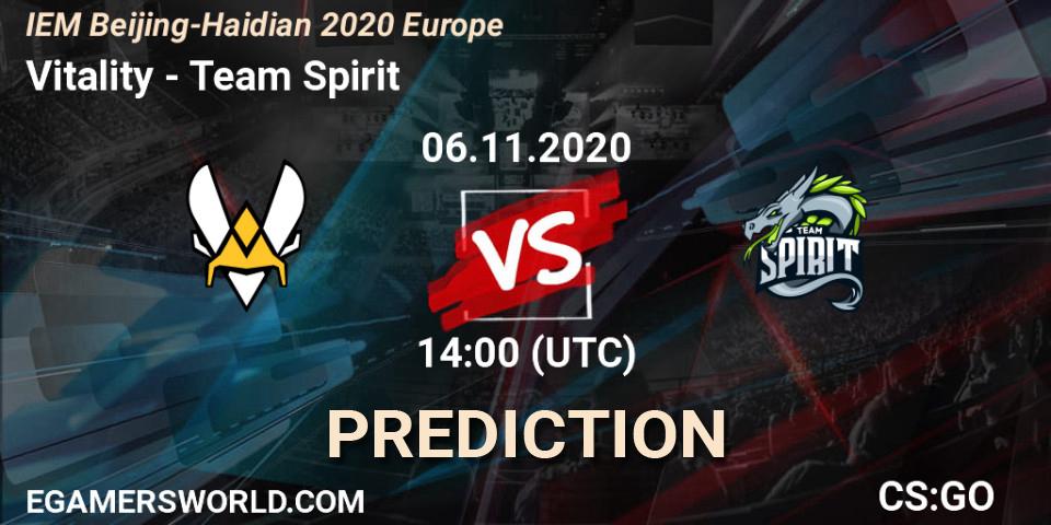 Prognoza Vitality - Team Spirit. 06.11.2020 at 14:00, Counter-Strike (CS2), IEM Beijing-Haidian 2020 Europe